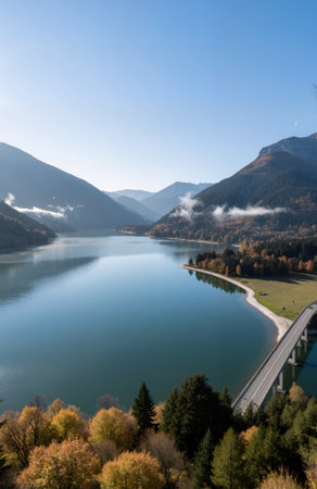 Beautiful autumn landscape of Bohinj lake, Slovenia, Europeの素材
