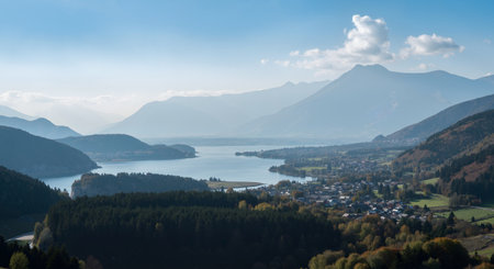 Panoramic view of the lake Lucerne, Switzerland.の素材