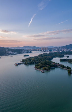 Aerial view of the city of Nha Trang in Vietnamの素材