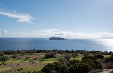 View of the island of Capo Caccia in Sardiniaの素材