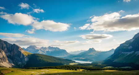 Panoramic view of the Dolomites in summer, Italyの素材