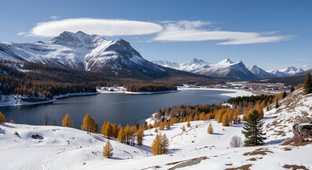 Panoramic view of Lake Lucerne, Switzerland in winterの素材