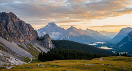 Panoramic view of the Dolomites at sunrise, Italyの素材