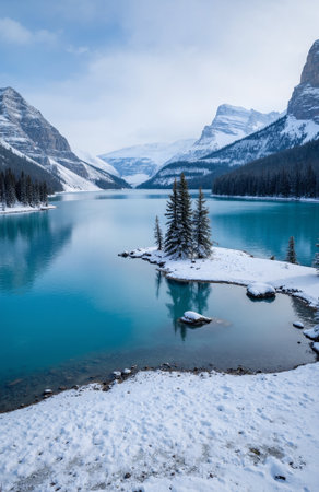 Lake Louise in Banff National Park in winter, Alberta, Canadaの素材