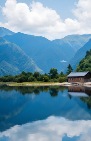 Lake in the mountains. Lake in the mountains. Beautiful landscape.の素材