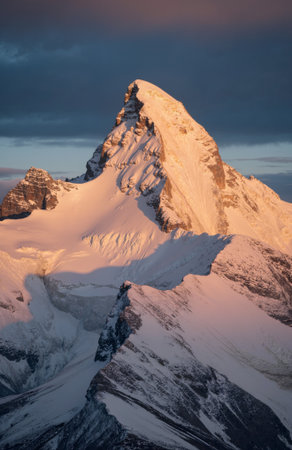 Matterhorn mountain peak at sunrise, Zermatt, Switzerlandの素材
