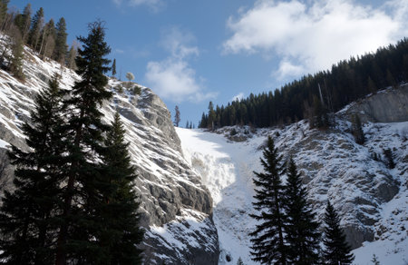 Winter in the swiss alps (Braies, Switzerland)の素材