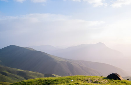 Beautiful summer landscape in the mountains. Sunrise in the mountains.の素材