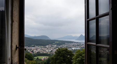 View from the window to the city of Lucerne, Switzerlandの素材