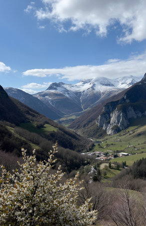 Panoramic view of the Pyrenees mountains in France.の素材