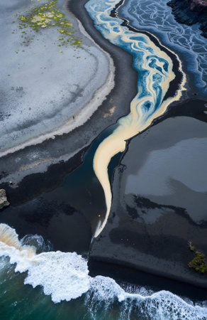 Aerial view of the Pacific Ocean in Hawaii, Big Island.の素材
