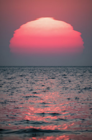 Beautiful sunset over the sea. Nature background. Toned.の素材