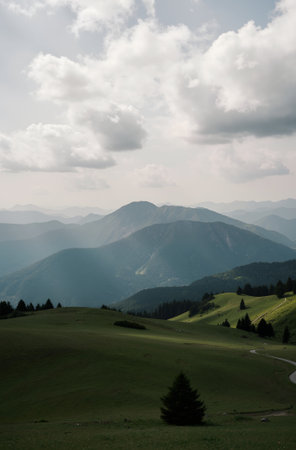 Beautiful mountain landscape in the Carpathian Mountains, Ukraine.の素材