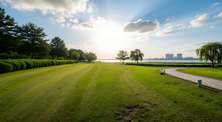 Beautiful scenery of Hangzhou West Lake golf course, China.の素材