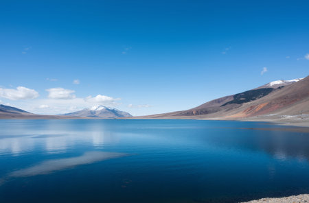 Laguna Parinacota, Parinacota lake, Chileの素材