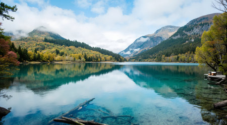Autumn landscape of lake in Jiuzhaigou, Chinaの素材