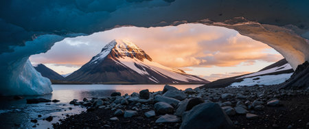 Panorama of the mountains and glaciers in the Svalbard archの素材
