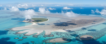 Aerial view of a small island in the middle of the oceanの素材