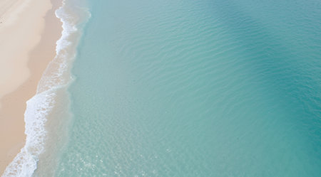 Aerial view of beautiful tropical beach with turquoise water and white sandの素材