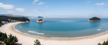 Panoramic view of the beach and coastline of New Zealand.の素材
