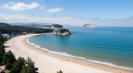 View of the beach and the sea in San Sebastian, Spain.の素材