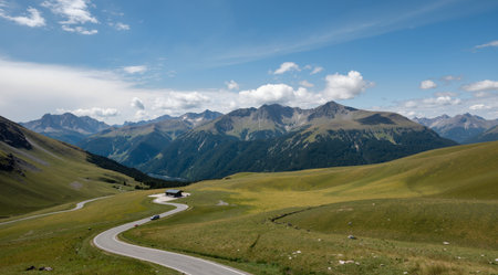 Panoramic view of the mountains of the Alps in Switzerland.の素材