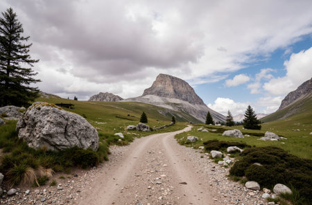 Dirt road in the Dolomites, South Tyrol, Italyの素材