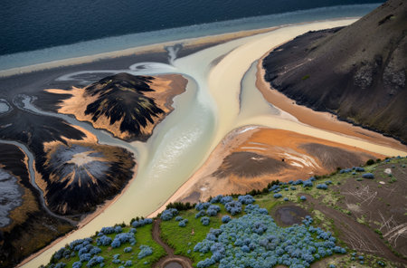 Volcanic landscape of Landmannalaugar in Fjallabak Nature Reserve, Icelandの素材