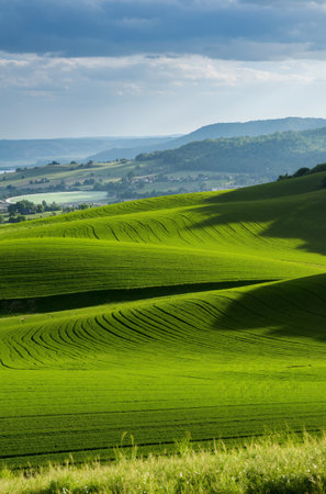 Rural landscape in Tuscany, Italy. Green hills in springの素材