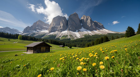 Panoramic view of the Dolomites in summer, Italyの素材