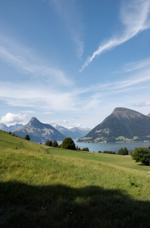 Mountain landscape in Bavaria, Germany on a sunny summer dayの素材