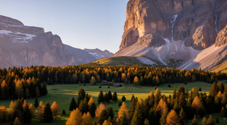 Autumn alpine landscape in Dolomites mountains, Italy.の素材