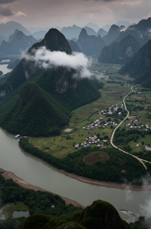 Landscape of Yangshuo Guilin, Guangxi, Chinaの素材