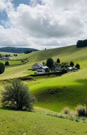 Landscape of the countryside in Bavaria, Germany, Europe.の素材