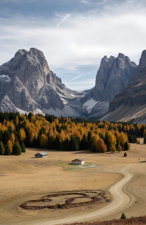 Autumn Landscape in Dolomites, South Tyrol, Italyの素材