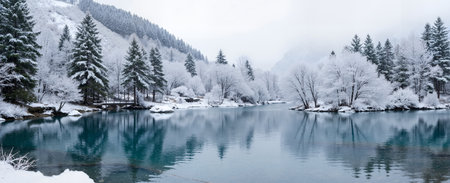 Beautiful winter landscape in South Korea,Jiuzhaigouの素材