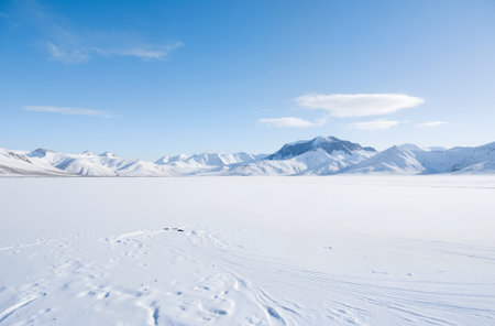 Landscape view of Lake Baikal in winter, Siberia, Russiaの素材