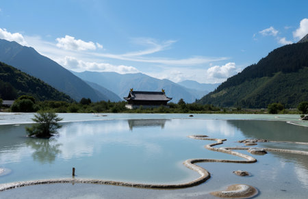 Landscape view of the Lingshuang Monastery, Chinaの素材