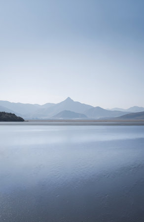 Salt lake in the early morning in the summer season. Landscapeの素材