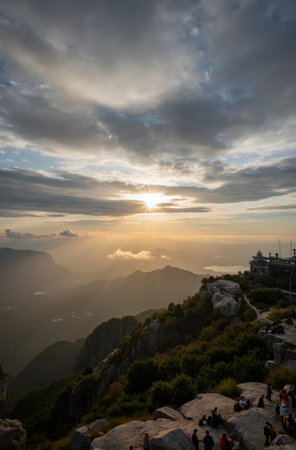 Sunset at the top of the mountain.の素材