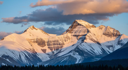 Mountains in Banff National Park, Alberta, Canada at sunsetの素材