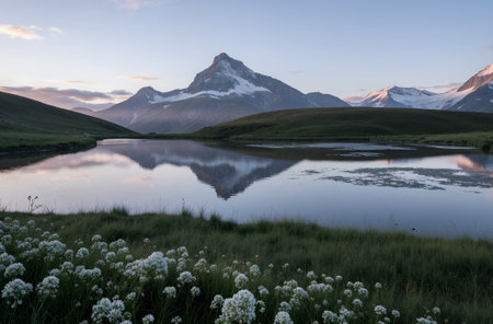 Lake and Matterhorn in the background, Zermatt, Switzerlandの素材