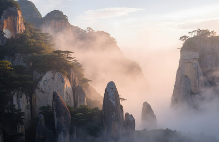 Sanqingshan National Forest Park in Huangshan, Chinaの素材