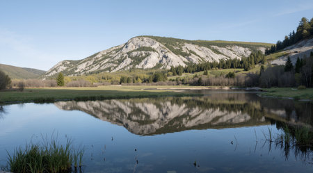 Landscape with lake and mountains in the Altai Republic, Russiaの素材