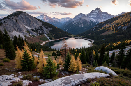 Panoramic view of Dolomites mountains in winter, Italyの素材