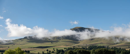 Panoramic view of the hills and valleys of the Scottish Highlandsの素材