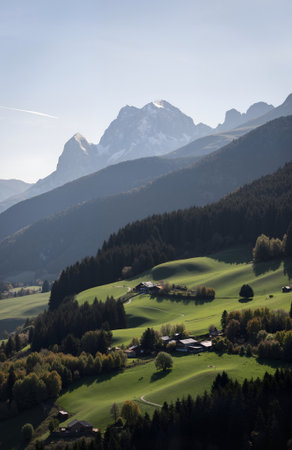 View of the Dolomites in South Tyrol, Italy.の素材