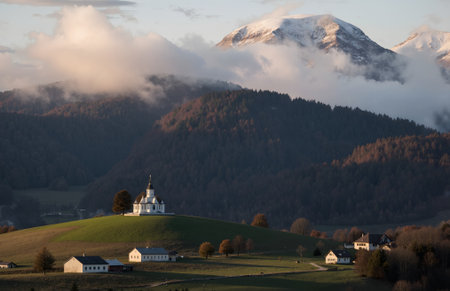 Church of St. George on the hill in the valley of Carpathiansの素材