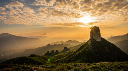 Beautiful sunrise in the mountains of chiangmai, Thailandの素材