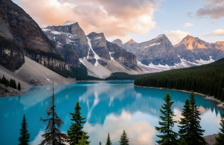 Lake Louise in Banff National Park, Alberta, Canada. The lake is one of the most beautiful lakes in Canada.の素材